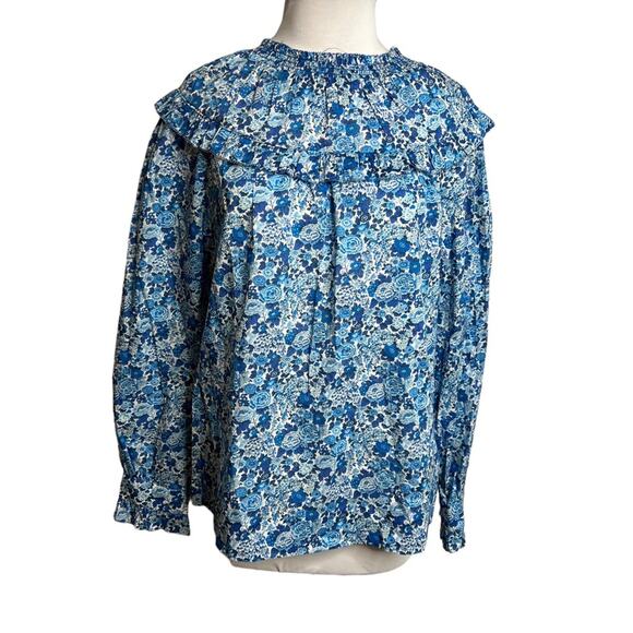 J. Crew Smocked Popover Top in Liberty Elysian Day Floral Sz S - Picture 3 of 7